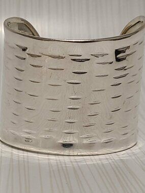 Silver Colour Tone Metal Cuff Bracelet Authentic Made in India